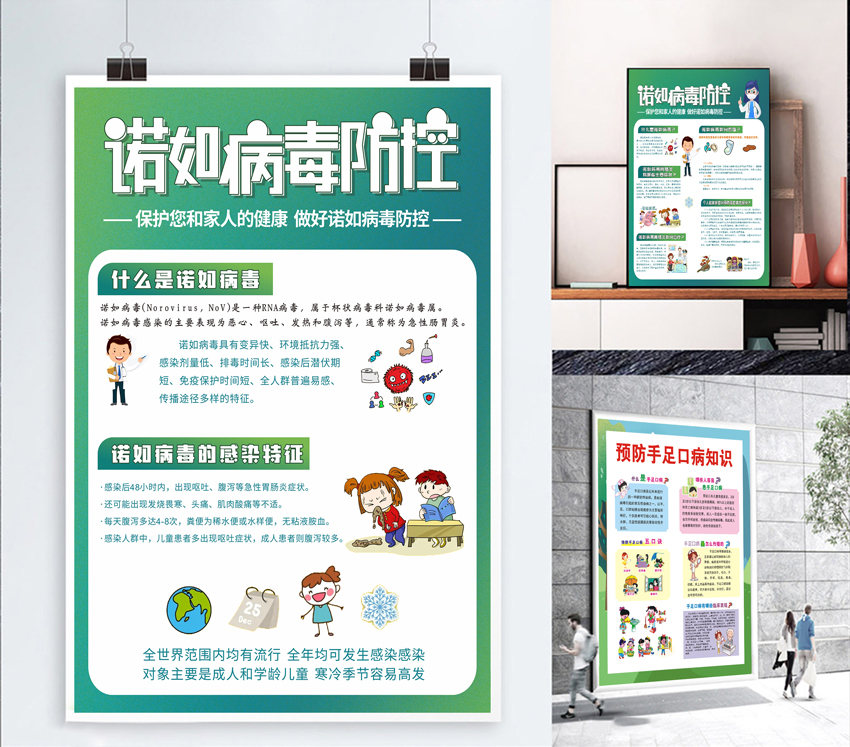 晶兰预防诺如海报贴纸健康教育