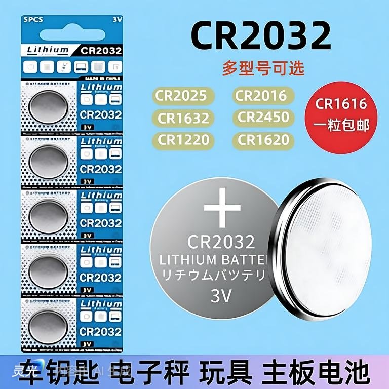 CR2032纽扣电池汽车电动车钥匙遥控器自拍杆胎压防盗器3v锂电