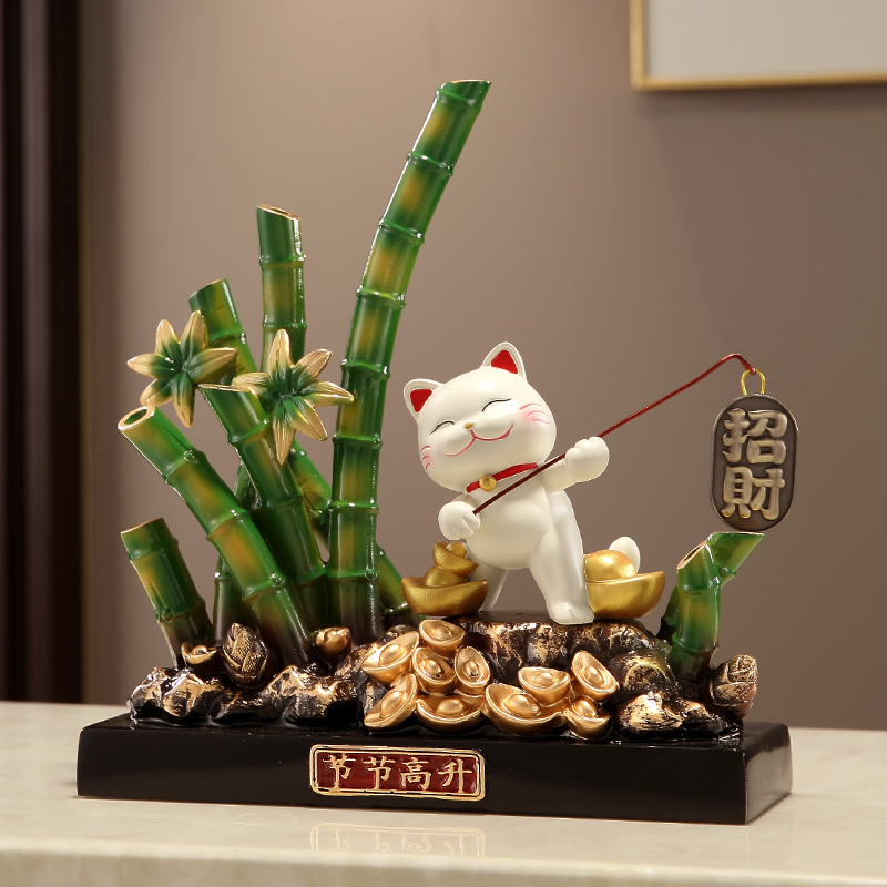 庆拓新中式节节高升招财猫摆件
