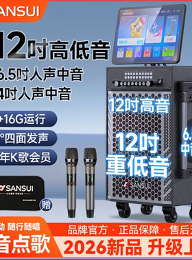 山水T128户外K歌音响移动广场舞音箱带显示屏家庭KTV卡拉OK一体机