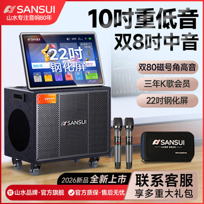 山水 MD108广场舞音响带显示屏户外唱k卡拉ok一体机大功率重低音