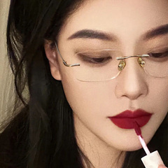 超轻纯钛金丝眼镜近视女款无边框可配有度数素颜切边无框眼睛架男