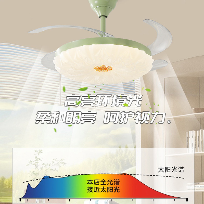 隐形风扇吸顶灯卧室餐厅奶油风简约风扇灯高级感护眼变频吊扇灯