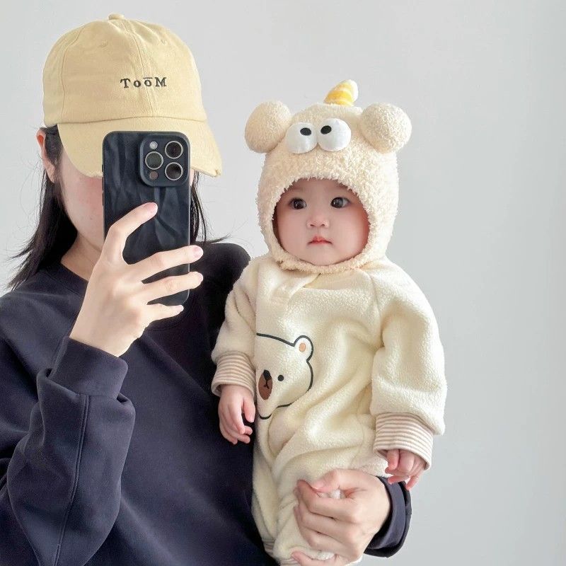 超萌小怪兽宝宝毛绒帽子秋冬加厚护耳帽婴幼儿可爱防风保暖套头帽