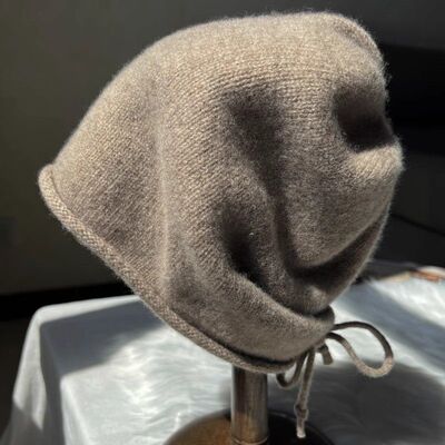 堆堆帽抽绳式100纯羊毛帽