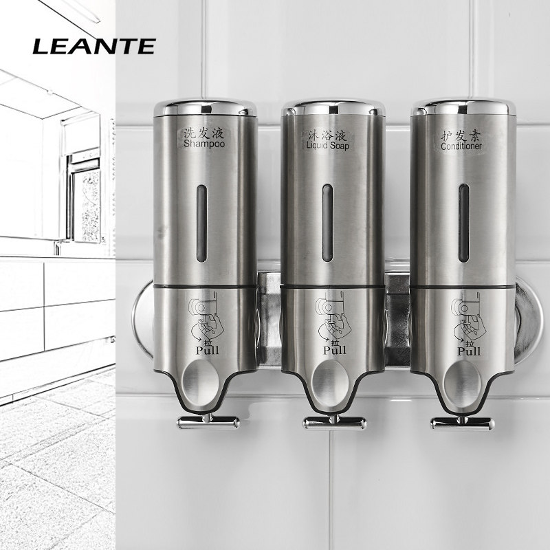 三头皂液器洗手液盒子壁挂式免打孔浴室沐浴露按压瓶酒店洗发水瓶,家装主材,皂液器,淘宝优惠券,粉丝福利购,淘宝优惠卷