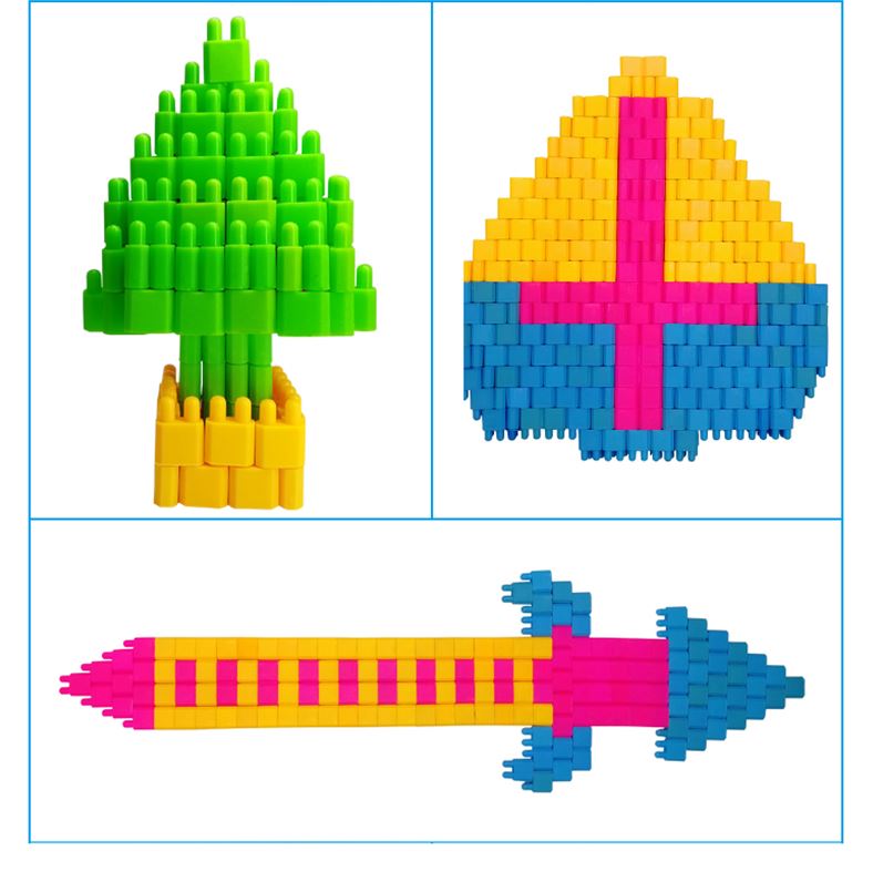 积木火箭塑料桌面拼插益智散装斤称管道子弹头积木儿童幼儿园玩具-封面