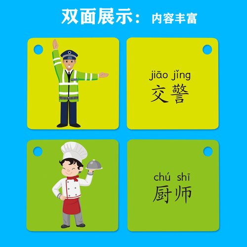 人物名称看图识人卡片儿童早教益智启蒙加厚防撕双面覆膜彩色打孔