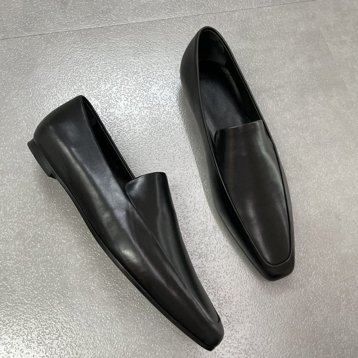 TR素面乐福鞋小方头平底女鞋子复古真皮小皮鞋春秋单鞋司机开车