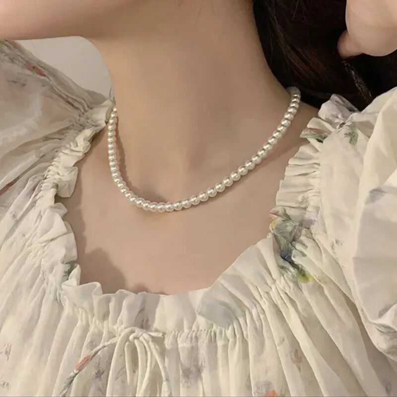 10条批发法式复古珍珠项链女款轻奢小众锁骨链新款感颈链素链
