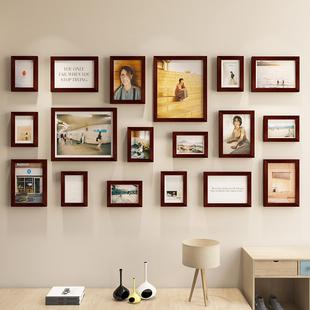 现代简约款照片墙18框5五7七10十寸组合高级感客厅卧室背景装饰墙