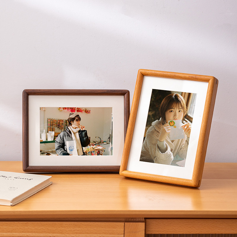 黑胡桃实木摆台洗照片做成相框定制打印照片6寸木质8寸空框高级感