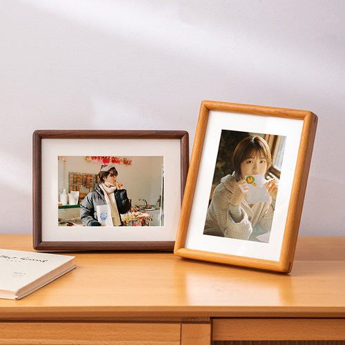 黑胡桃实木摆台洗照片做成相框定制打印照片6寸木质8寸空框高级感