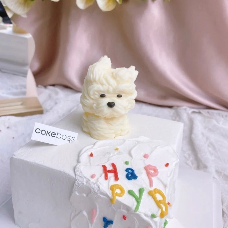 潦草小狗网红巧克力小狗奶油小熊蛋糕装饰摆件生日立体卡通插件