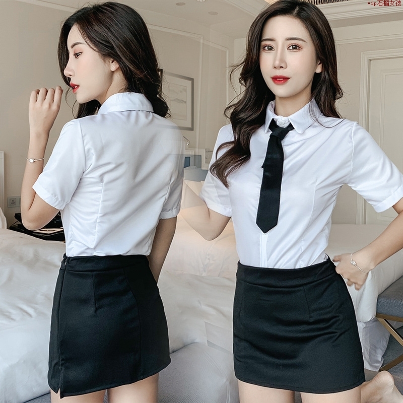cosplay服装爆款内衣秘书水手学生制服性感白衣黑裙职业弹力套装
