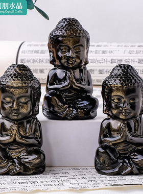 正品天然金耀石佛像雕刻件水晶原石如来佛摆件家居客厅玄关