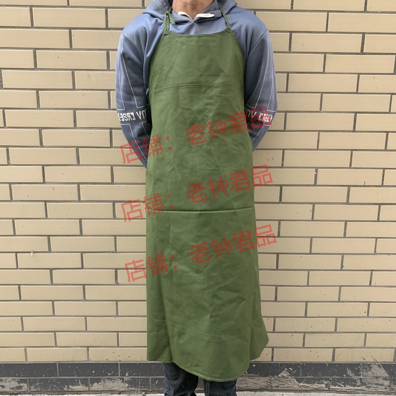 库存老货连襟围裙君绿色炊事围裙无袖背带厨师工作服饭店后厨围裙