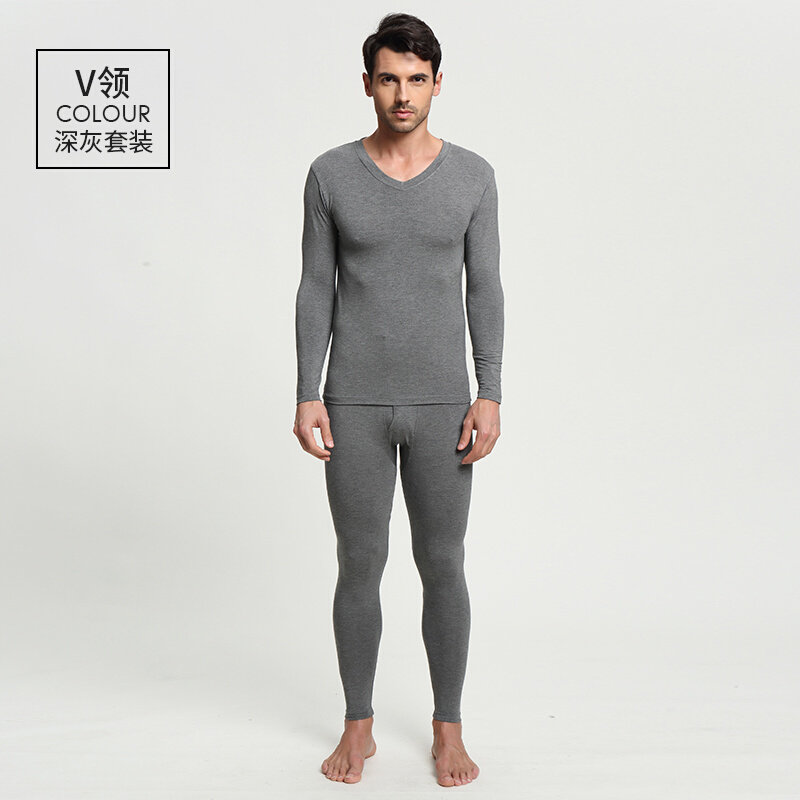 男士棉衣莫套尔薄款纯秋长袖紧身单件上衣打底棉毛衫保暖内衣代装