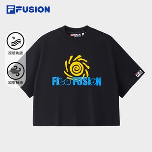 2025夏新款 涼感T恤 ROUND FILA TWO斐樂女子短袖 時(shí)尚 FUSION 短款