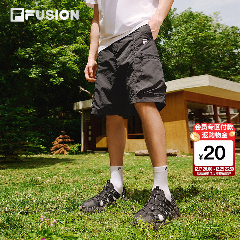 FILA FUSION斐乐男裤美式风短裤2025夏季新款五分裤口