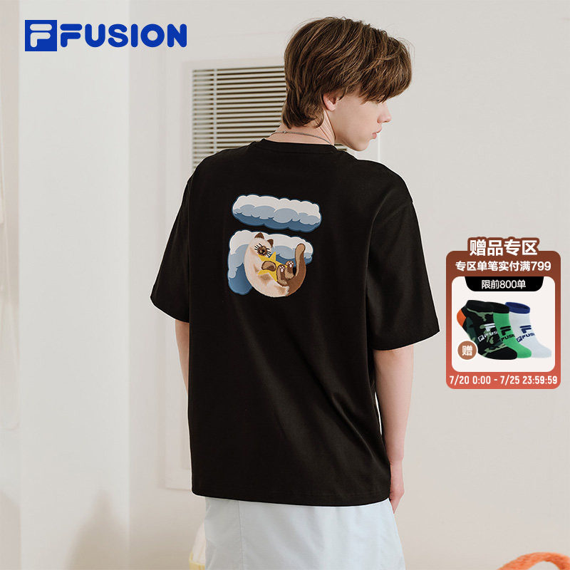 FILA FUSION斐乐潮牌短袖t恤男2026夏季新款可爱风凉感纯棉半袖女