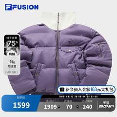 FILA FUSION斐乐潮牌羽绒服耐女2024春新款时尚宽松翻领休闲外套