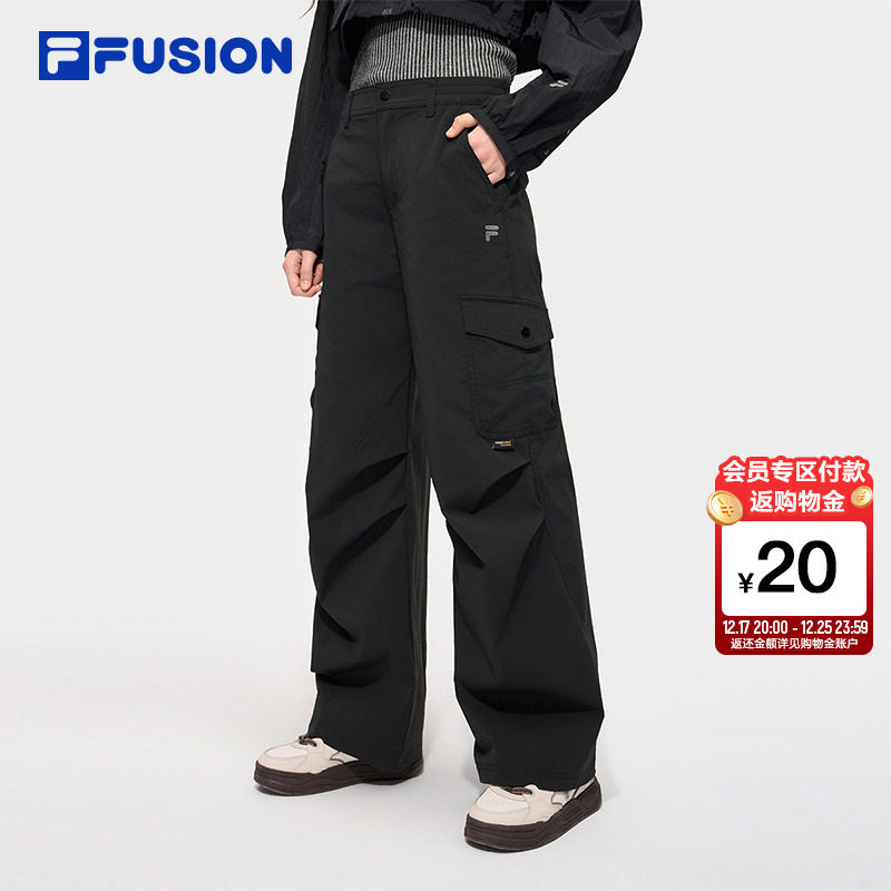 FILA FUSION斐乐潮牌梭织运动长裤女裤2025秋季新款工
