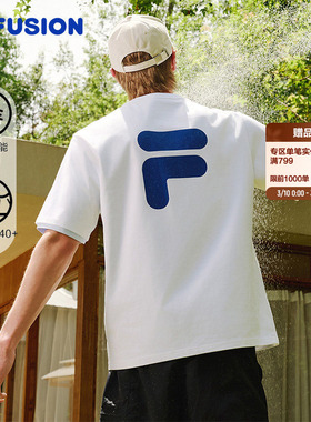 FILA FUSION斐乐潮牌情侣短袖T恤春夏季宽松运动半袖男女跑步上衣