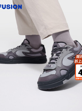 FILA FUSION斐乐潮牌男子板鞋2026新款黑色运动鞋厚底增高休闲鞋