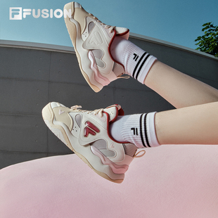 FILA 情人節(jié)配色春新款 男女厚底休閑運(yùn)動(dòng)鞋 FUSION斐樂情侶滑板鞋