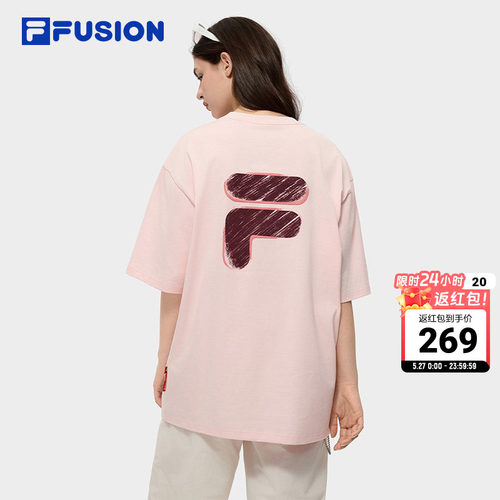 章昊同款FILA FUSION斐乐潮牌短袖T恤女2026夏季新款纯棉男子上衣