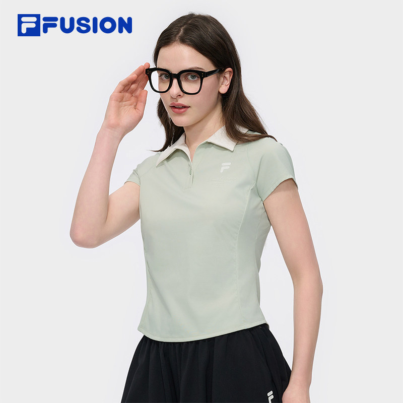 FILA FUSION斐乐潮牌女子针织短袖POLO衫2025夏新款时尚修身上衣,运动服/休闲服装,运动POLO衫,淘宝优惠券,粉丝福利购,淘宝优惠卷