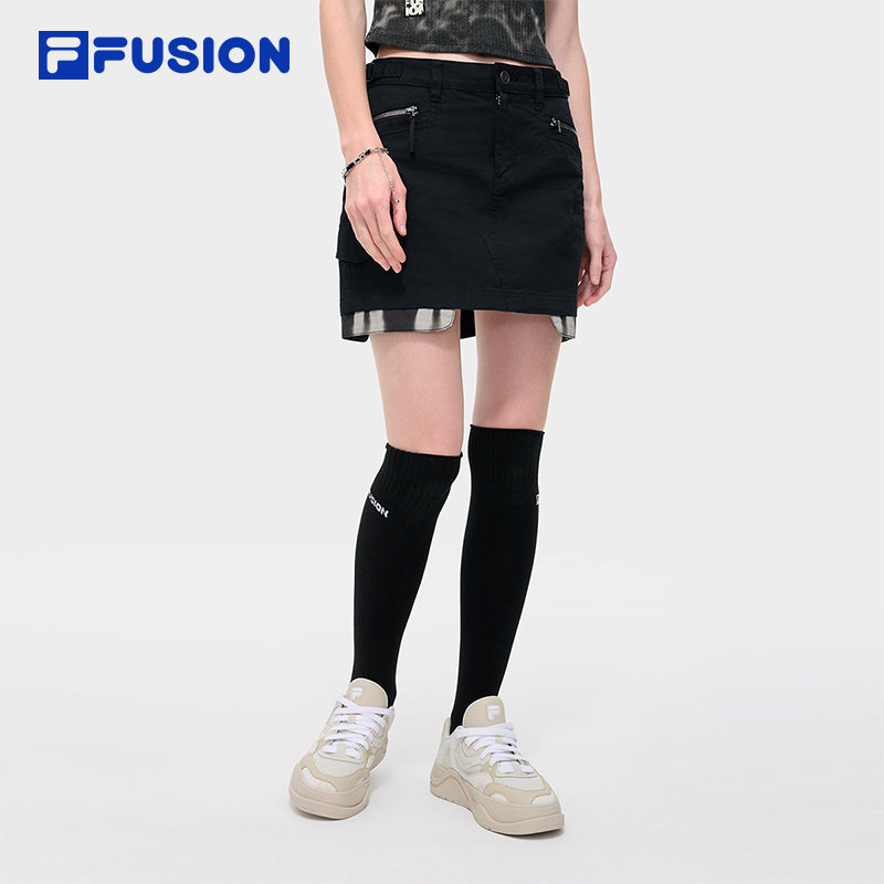 FILA FUSION斐乐潮牌半身裙女裙夏季款牛仔通勤短裙工装黑色裙子,运动服/休闲服装,运动半身裙,淘宝优惠券,粉丝福利购,淘宝优惠卷