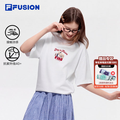 FILAFUSION斐乐潮牌短袖T恤女