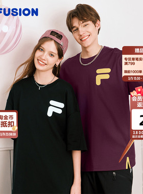 FILA FUSION斐乐潮牌情侣短袖T恤女26夏季新款宽松纯棉凉感上衣男