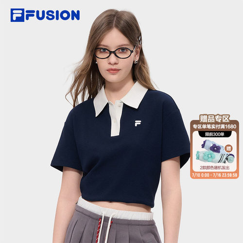 FILAFUSION女子短袖POLO衫t恤