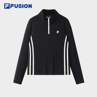 FUSION斐乐潮牌女子针织长袖 修身 衫 款 半拉链长T恤 2025秋新季 FILA