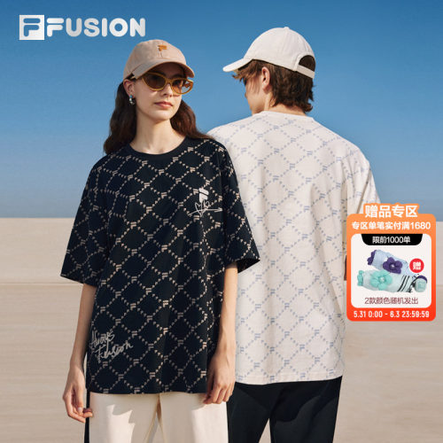 FILAFUSION情侣老花短袖t恤