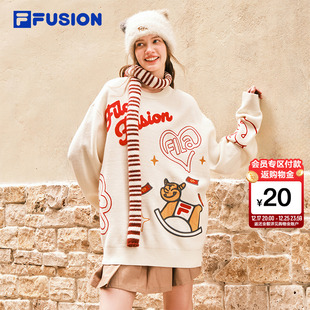 圆领新年鸿运穿搭毛衣男 女2026春新款 FILA FUSION斐乐情侣编织衫