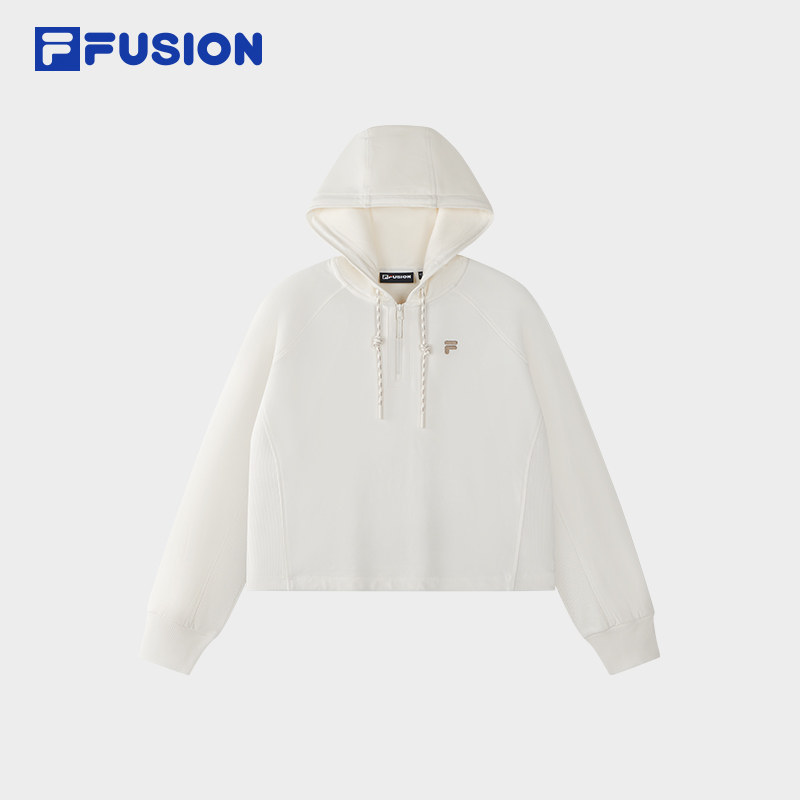 FILA FUSION斐乐潮牌女子连帽卫衣2026冬季新款休闲宽松针织上衣