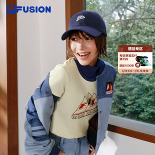 FILA 休闲夹克上衣拼色棒球服 FUSION斐乐潮牌牛仔外套女26夏新款