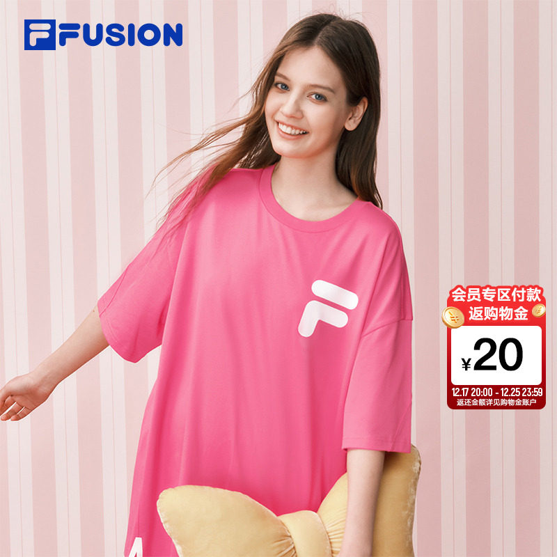 FILA FUSION斐乐潮牌情侣短袖女2026春季新款休闲百搭