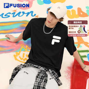 FILA 女2026夏季 新款 休闲百搭纯棉凉感T恤 FUSION斐乐官方情侣短袖