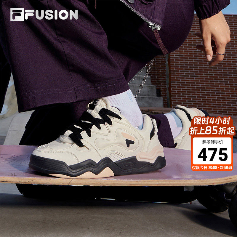 FILA FUSION斐乐潮牌女鞋KICK板鞋秋冬款复古街头革面休闲运动鞋
