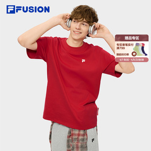 T恤女2026夏季 章昊同款 FILA FUSION斐乐潮牌短袖 纯棉男子上衣 新款