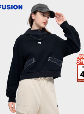 FILA FUSION×DOE斐乐女子连帽卫衣春秋款可拆卸设计时尚宽松上衣