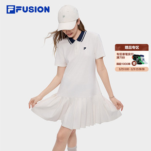 宽松POLO裙百褶裙 新款 FILA FUSION斐乐潮牌女子针织连衣裙26夏季