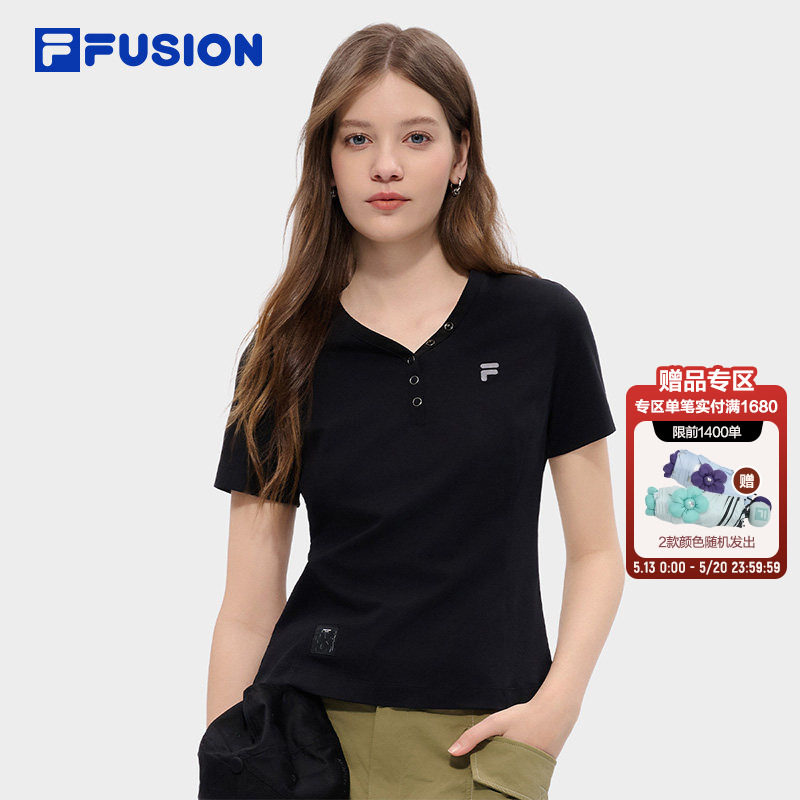 FILA FUSION斐乐潮牌女子针织短袖衫2026夏季新款百搭