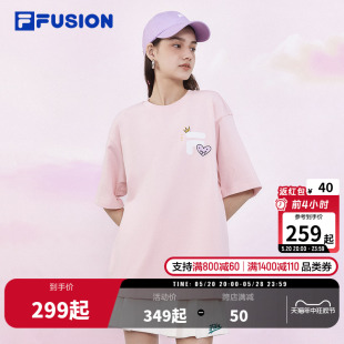 运动T恤男夏季 女上衣情侣装 百搭印花短袖 FILA FUSION斐乐男女同款