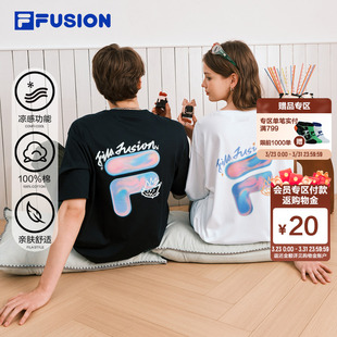 新款 女2026夏季 休闲百搭纯棉涂鸦T恤 FUSION斐乐潮牌情侣短袖 FILA